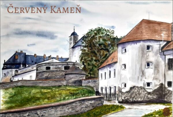 Pryskyřičná magnetka - Hrad Červený Kameň - malba
