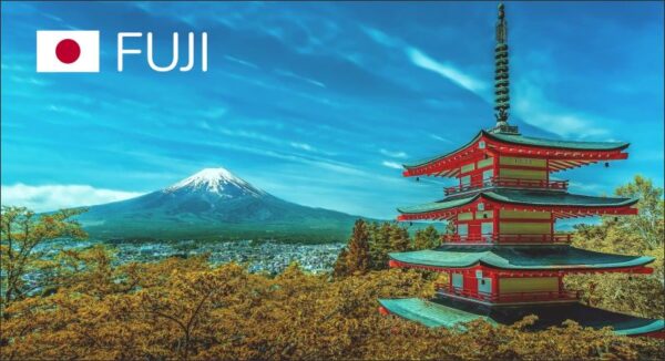 Pryskyřičná magnetka - Japonsko - hora Fudži - pagoda Chureito
